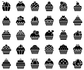 Cupcake or Muffin, Baked goods icon set