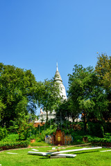 Beautiful view in park of Wat Phnom in Phnom Penh, Cambodia
