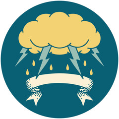 icon with banner of a storm cloud