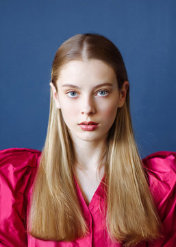 portrait of young model girl in studio