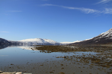 sunset, sky, sun, sunrise, nature, clouds,  landscape, evening, light, sea, cloud, blue beautiful, horizon, red, sunlight, mountain view, ocean tromso tromsø  water travel tourism sea coast nature 