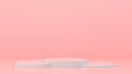 The abstract geometric shape and pink background. 3d rendering