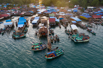 Fototapeta na wymiar Traditional floating village on Koh Sdach island in Cambodia