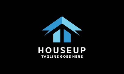 House Logo Design Vector. Modern Arrow Symbol and building emblem icon for company.