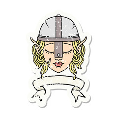 elf fighter character face with banner illustration