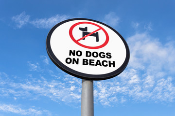No dogs on beach sign
