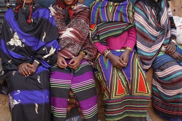 Colorful traditional Clothes of four Borana Tribe Women