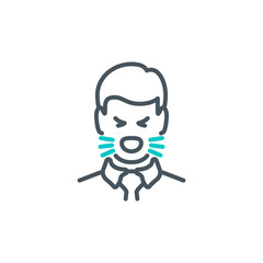 head of sick man coughing without a mask single line icon isolated on white. Perfect outline symbol Signs and symptoms Coronavirus Covid 19 pandemic banner. Quality design element with editable Stroke