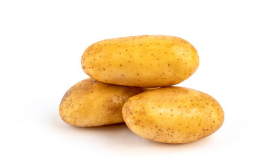 stack of fresh potatoes.