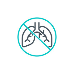 illness pneumonia lungs single line icon isolated on white. Perfect outline symbol medical treatment Coronavirus Covid 19 pandemic banner. Quality design element lung disease with editable Stroke