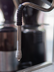 Milk foam on the coffee machine steam wand