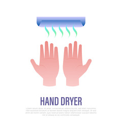 Fototapeta premium Hands under hand dryer. Gradient icon. Restroom equipment. Vector illustration.
