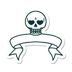 tattoo sticker with banner of a skull