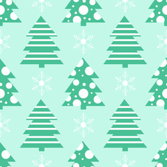 Beautiful christmas Seamless pattern with fir trees, snow. Colorful background vector. Design illustration. A lot of fir-trees. Decorative wallpaper, good for printing. Happy New Year. Winter time