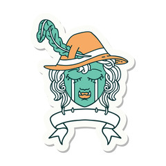 crying orc bard character with banner sticker