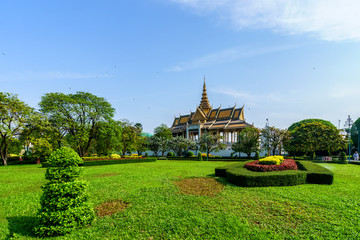 Phnom Penh tourist attraction and famouse landmark - Royal Palace complex, Cambodia