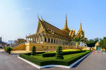 Phnom Penh tourist attraction and famouse landmark - Royal Palace complex, Cambodia