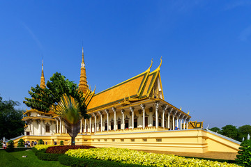 Phnom Penh tourist attraction and famouse landmark - Royal Palace complex, Cambodia