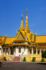 Phnom Penh tourist attraction and famouse landmark - Royal Palace complex, Cambodia
