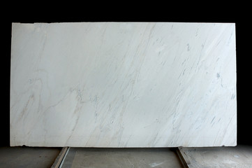 Large slab of white Volokas Marble with a pattern