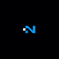 Obraz premium initial N letter logo data squares design