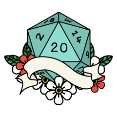 natural twenty D20 dice roll illustration