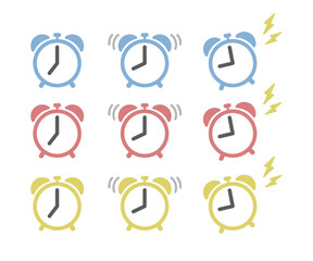 目覚まし時計のアイコンのセット／アラーム／朝