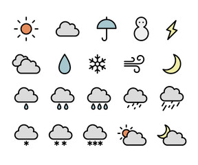 天気のアイコンのセット／イラスト／かわいい