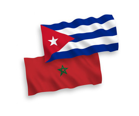 Flags of Morocco and Cuba on a white background