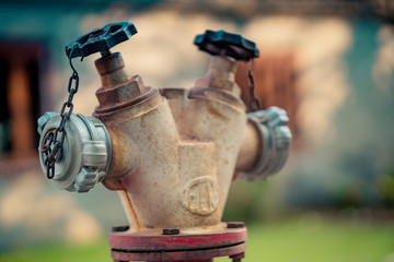 old red fire pump head valve, three head fire extinguisher valve