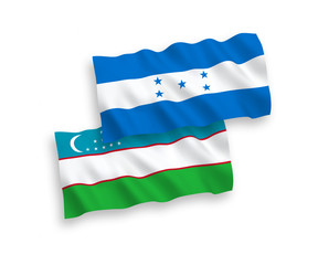 Flags of Uzbekistan and Honduras on a white background