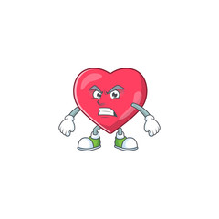 Mascot design style of heart medical notification with angry face