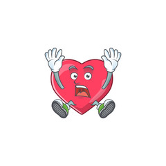 Heart medical notification cartoon character design showing shocking gesture
