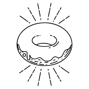 recommend clip art: traditional black line work tattoo style iced donut