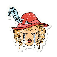 crying human bard grunge sticker