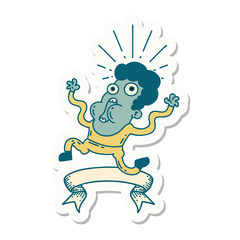 sticker of tattoo style frightened man