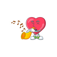 A brilliant musician of heart medical notification cartoon character playing a trumpet