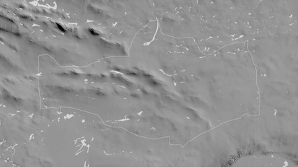 Ömnögovi, Mongolia - outlined. Grayscale