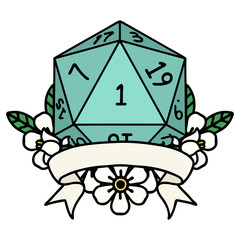 natural one d20 dice roll illustration