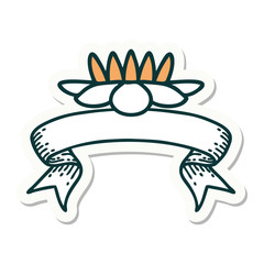 tattoo sticker with banner of a lily pad flower
