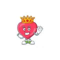 Fotobehang The Charismatic King of heart medical notification cartoon character design wearing gold crown © kongvector