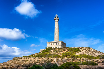 Fototapeta na wymiar lighthouse on a hill on the coast of Murcia