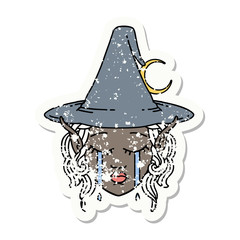 crying elf mage character face illustration