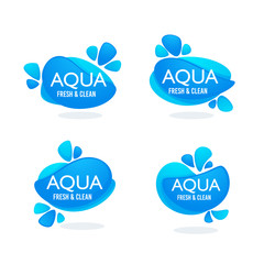 natural spring water, vector  logo, labels and stickers templates with aqua drops