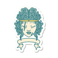 human barbarian character with banner sticker