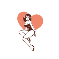 vector image of attractive pinup girl