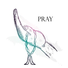 Praying hands, religious hand drawn vector illustration. Symbolic for pray to god. Vector EPS 10