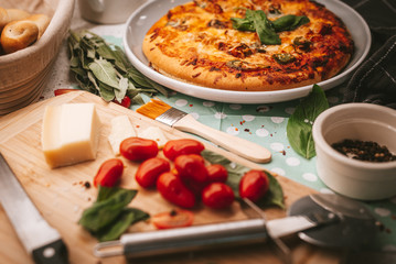 Homemade pizza and quality ingredients