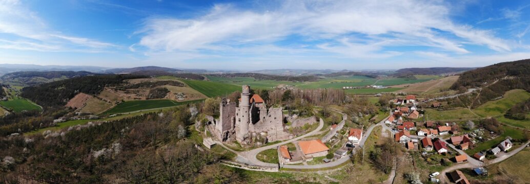 Burg Hanstein aus der Luft (Eichsfeld, Th&uuml;ringen, Deutschland)