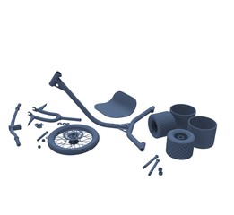 3d illustration of the disassembled bicycle 
